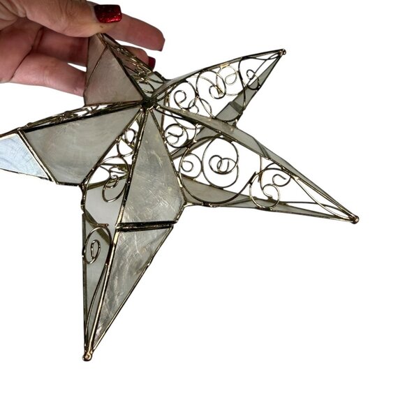 Vintage Capiz Shell Star Violin Christmas Holiday Ornament Lot - Picture 9 of 16